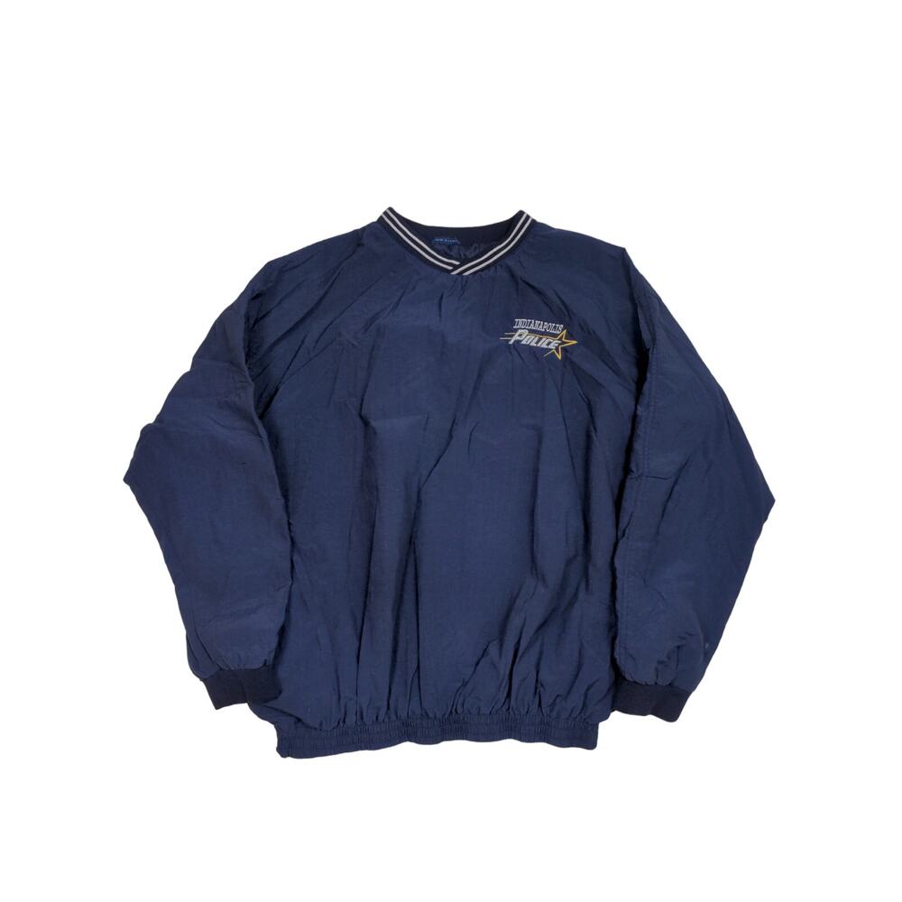 Mens Woodlake Indianapolis Police Pullover Size L Blue 100% Nylon Windbreaker